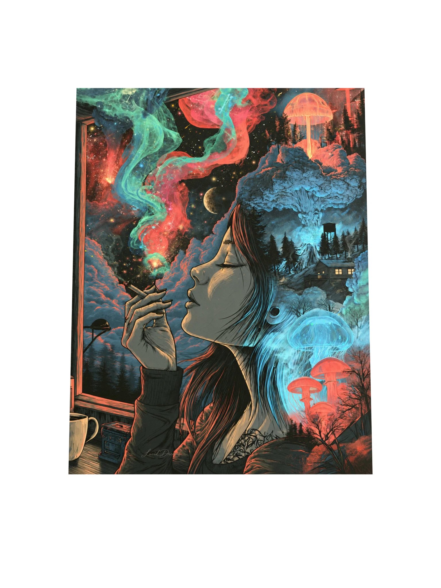 Surreal Smoking Woman Art Print — Surreal Smoking Portrait product image (4)