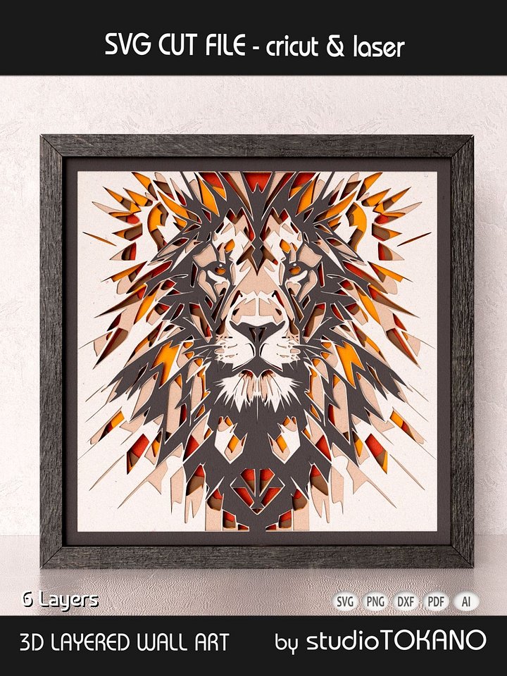 Lion 3D layered svg for Cricut product image (2)