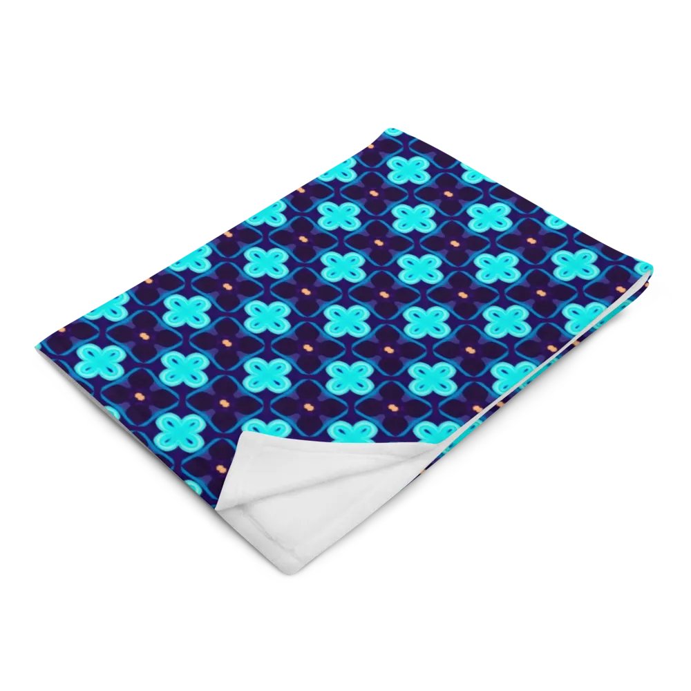 Elegant Blue & Black Seamless Patterned Throw Blanket product image (4)