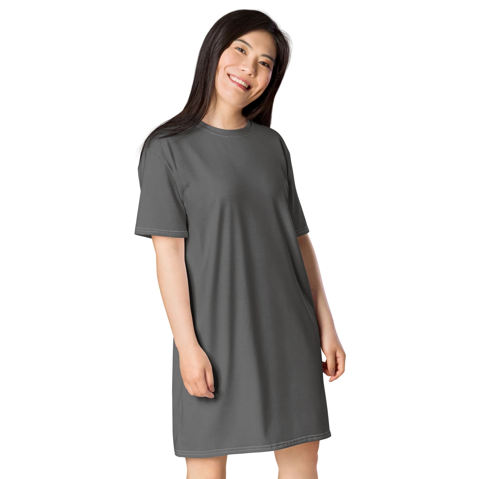 Grey Oversized T-Shirt Dress | Stretchy Fabric | Casual or Formal Style | Sizes 2XS-6XL | Exclusive Design product image (4)