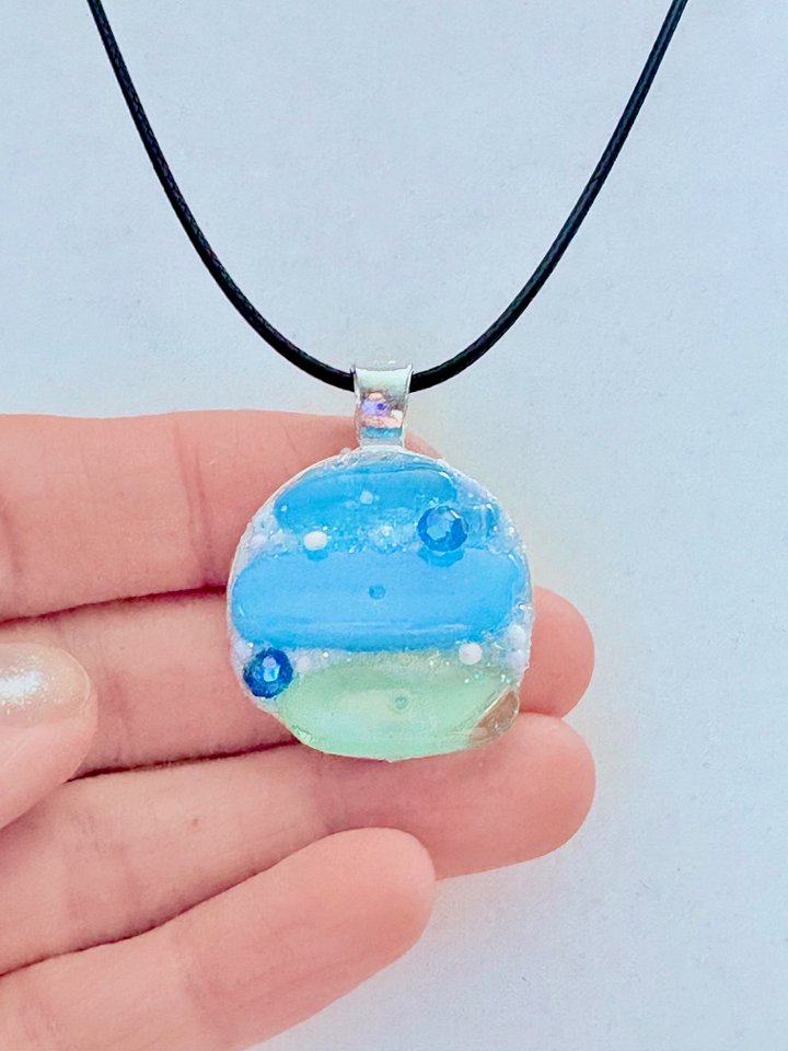MFD-00214 | Coastal Calm Horizon Pendant Necklace | Handmade Glass Art Jewelry | Monique Faella Designs™ product image (1)
