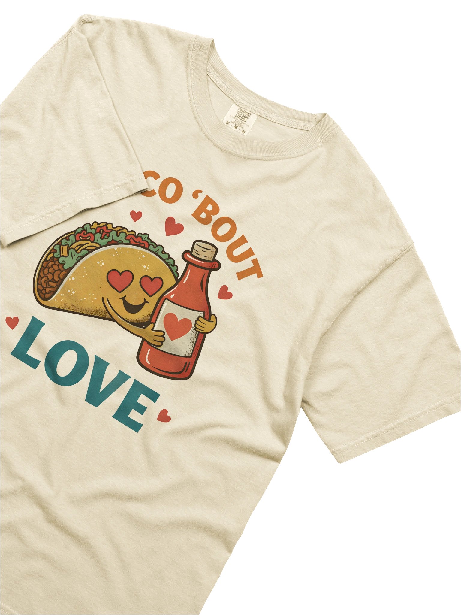 Taco ’Bout Love T-Shirt – Cute Taco & Hot Sauce Valentine Food Pun Illustration product image (8)