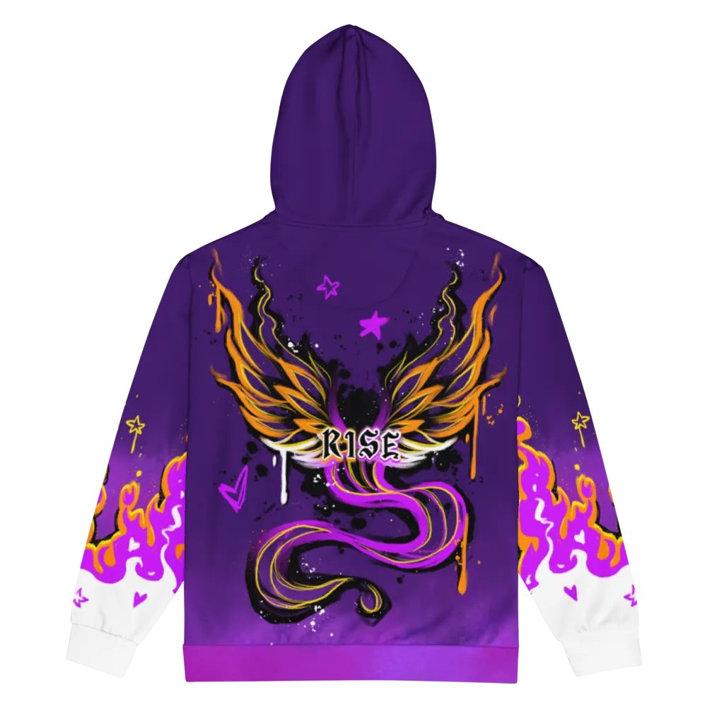 RISE Collection: Subtle Nonbinary Pride Phoenix Zip Hoodie - PURPLE product image (4)
