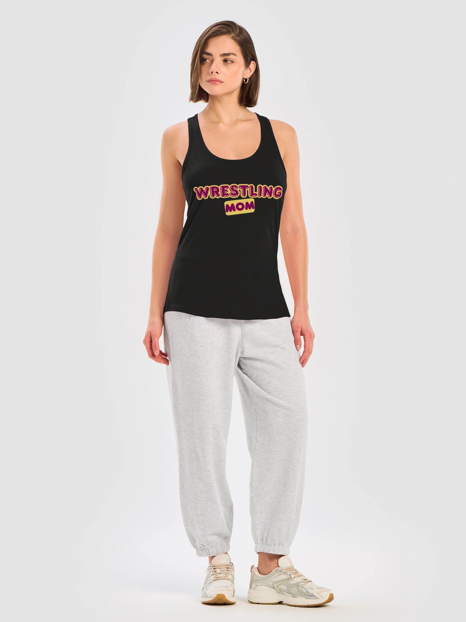 Wrestling Mom Purple Yellow Racerback Tank product image (29)