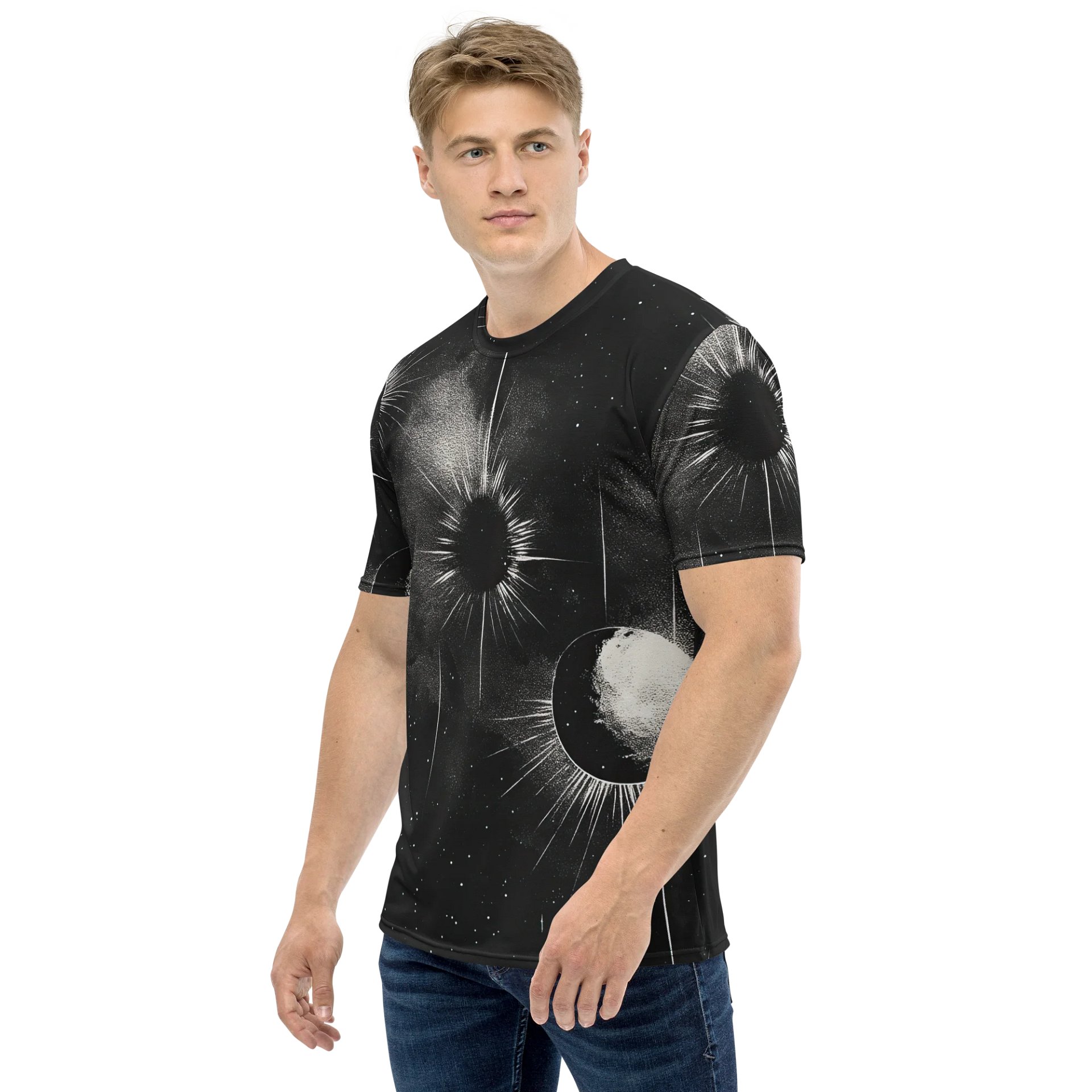 Black Eclipse Burst All-Over Print T-Shirt product image (3)