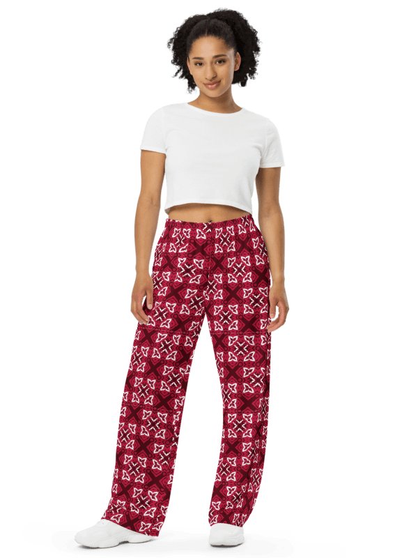 Geometric Red X Print Wide-Leg Pants product image (6)