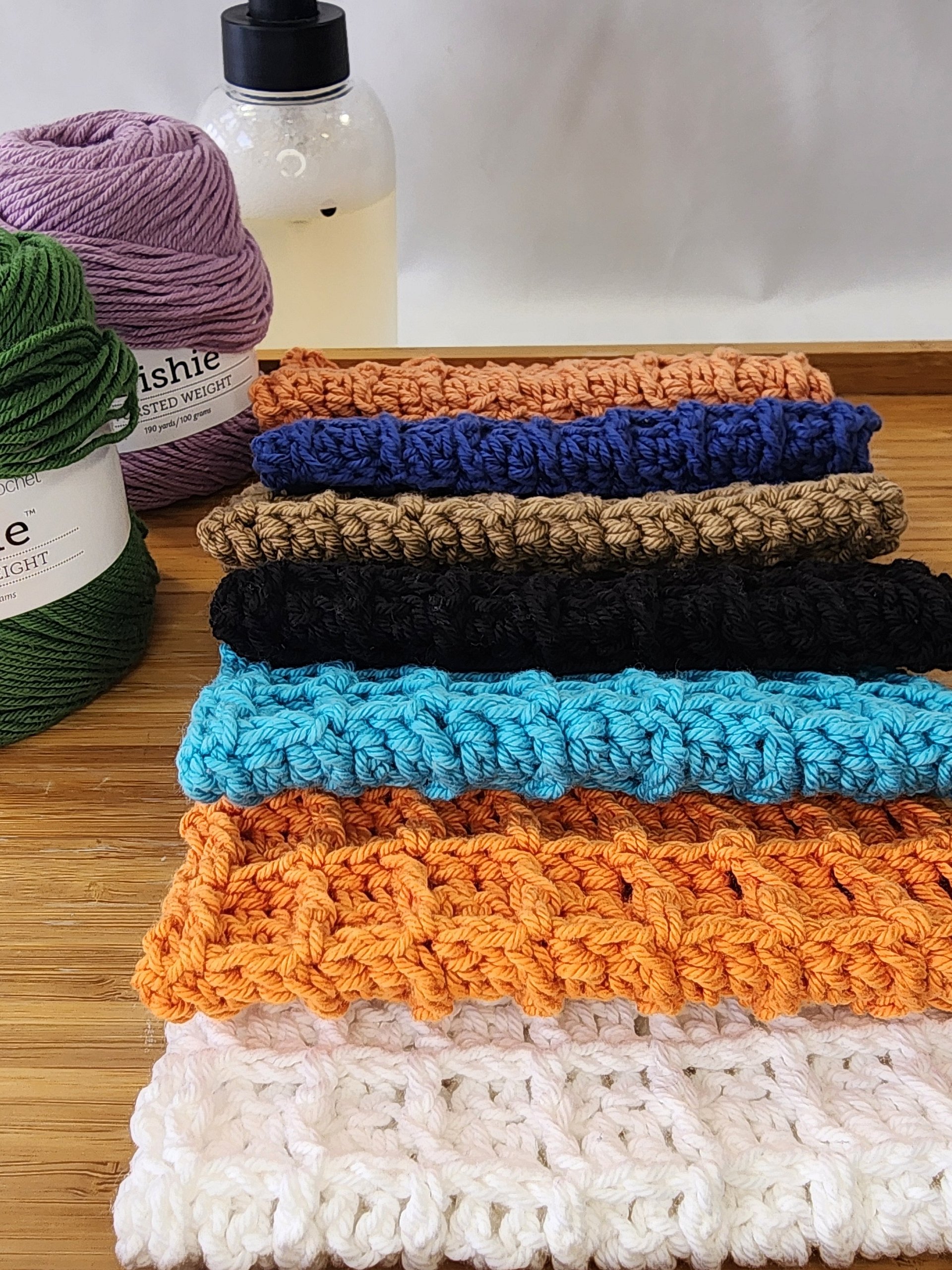 Crochet Cotton Dish Cloths 2-Pack: Waffle Stitch Kitchen Washcloths product image (7)