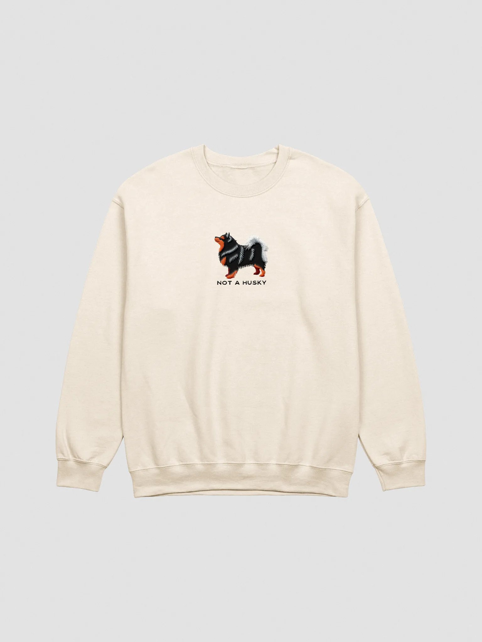 Not a Husky Sweatshirt (Embroidered) of a Finnish Lapphund(Black & Tan) product image (3)