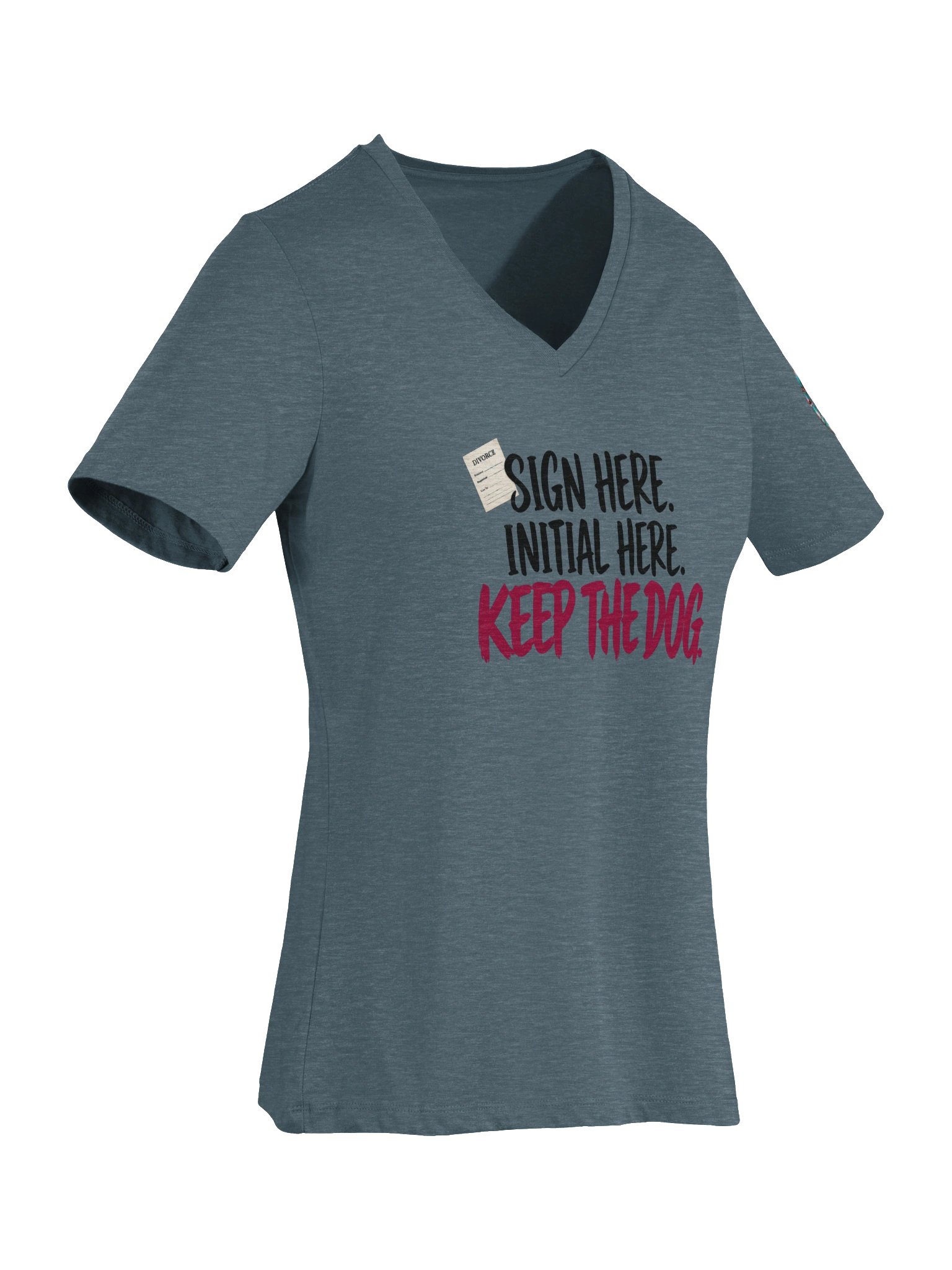 Funny Divorce Party Shirt for Women — Sign Here, Initial Here, Keep the Dog V-Neck | Broken Marriage™ product image (8)