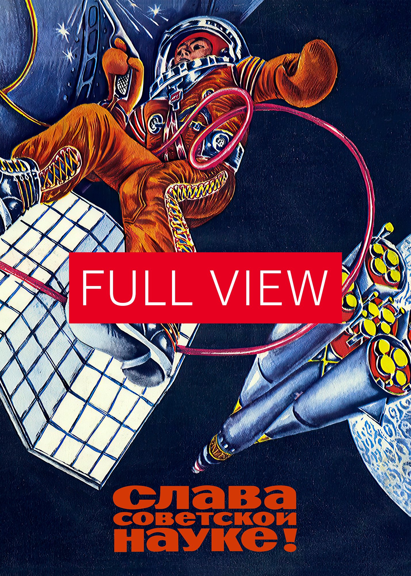 Soviet space, USSR 1975 — Soviet vintage space art poster, soviet poster, propaganda poster, soviet retro space, space wall art product image (3)