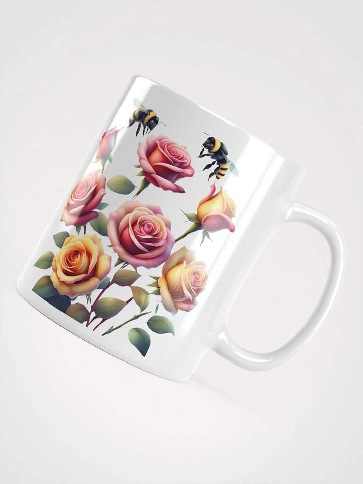Honey Bees and Roses Graphical Design White Mug product image (2)