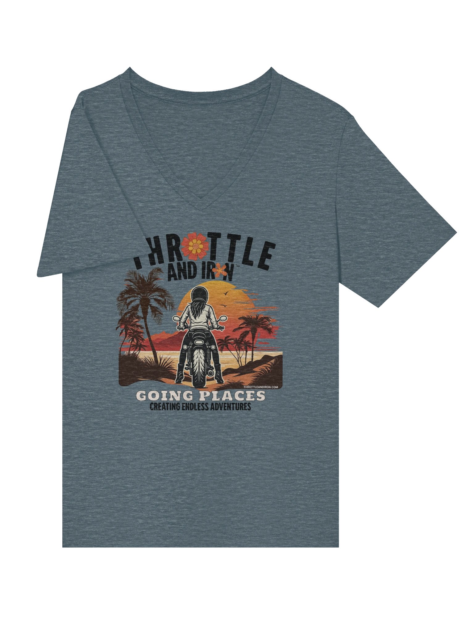 Throttle & Iron “Going Places” Women’s V-Neck Tee (2) Wheel product image (5)