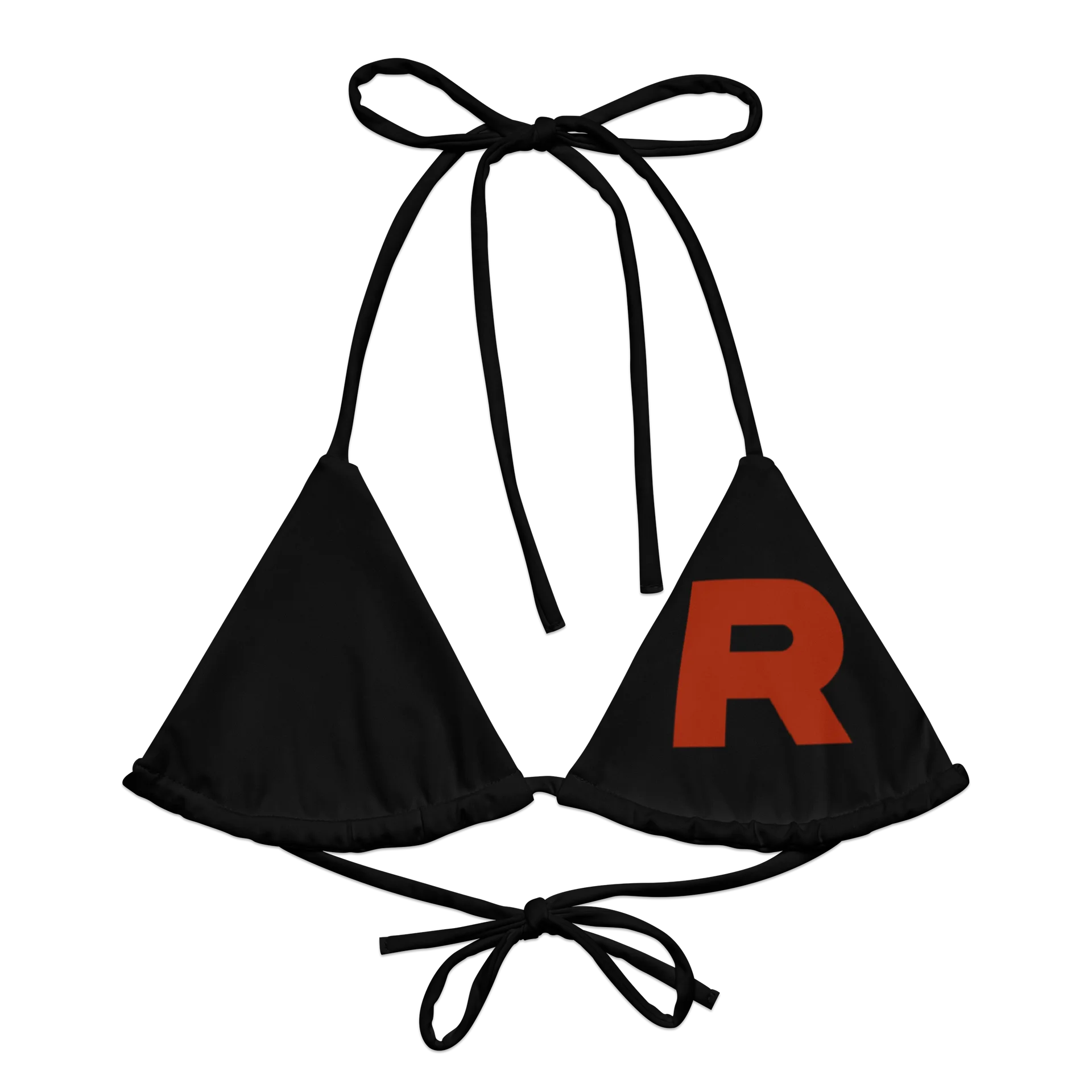 Bold Red 'R' Graphic String Bikini Top product image (2)