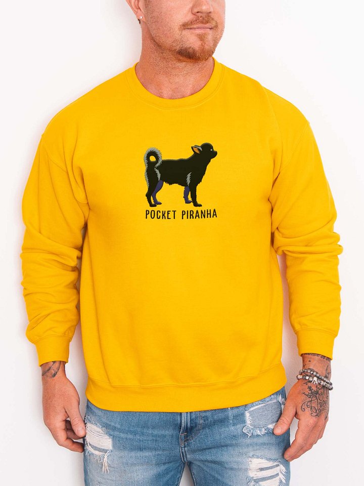 Pocket Piranha Sweatshirt (Embroidered) of a Chihuahua(Black) product image (2)