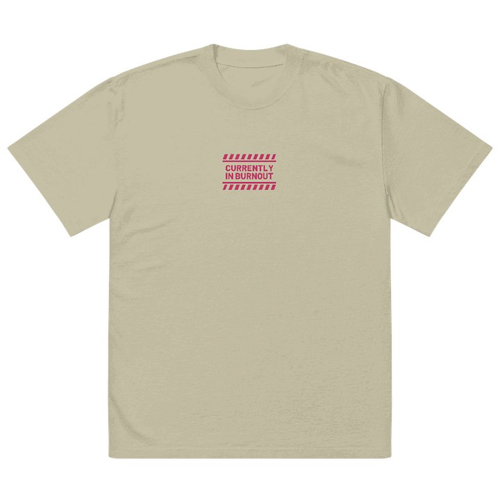 CURRENTLY IN BURNOUT (outline, pink thread) oversized faded neutral tee product image (2)