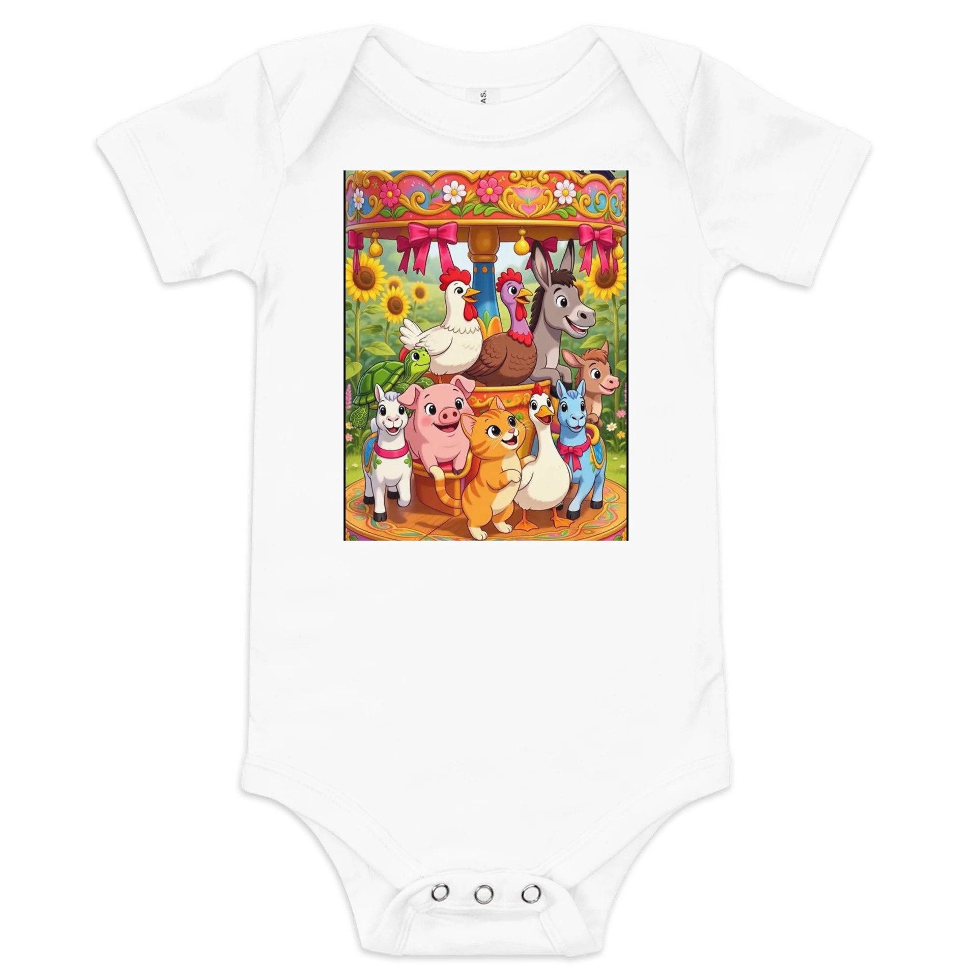 Farm Animal Carousel Baby Onesie product image (1)