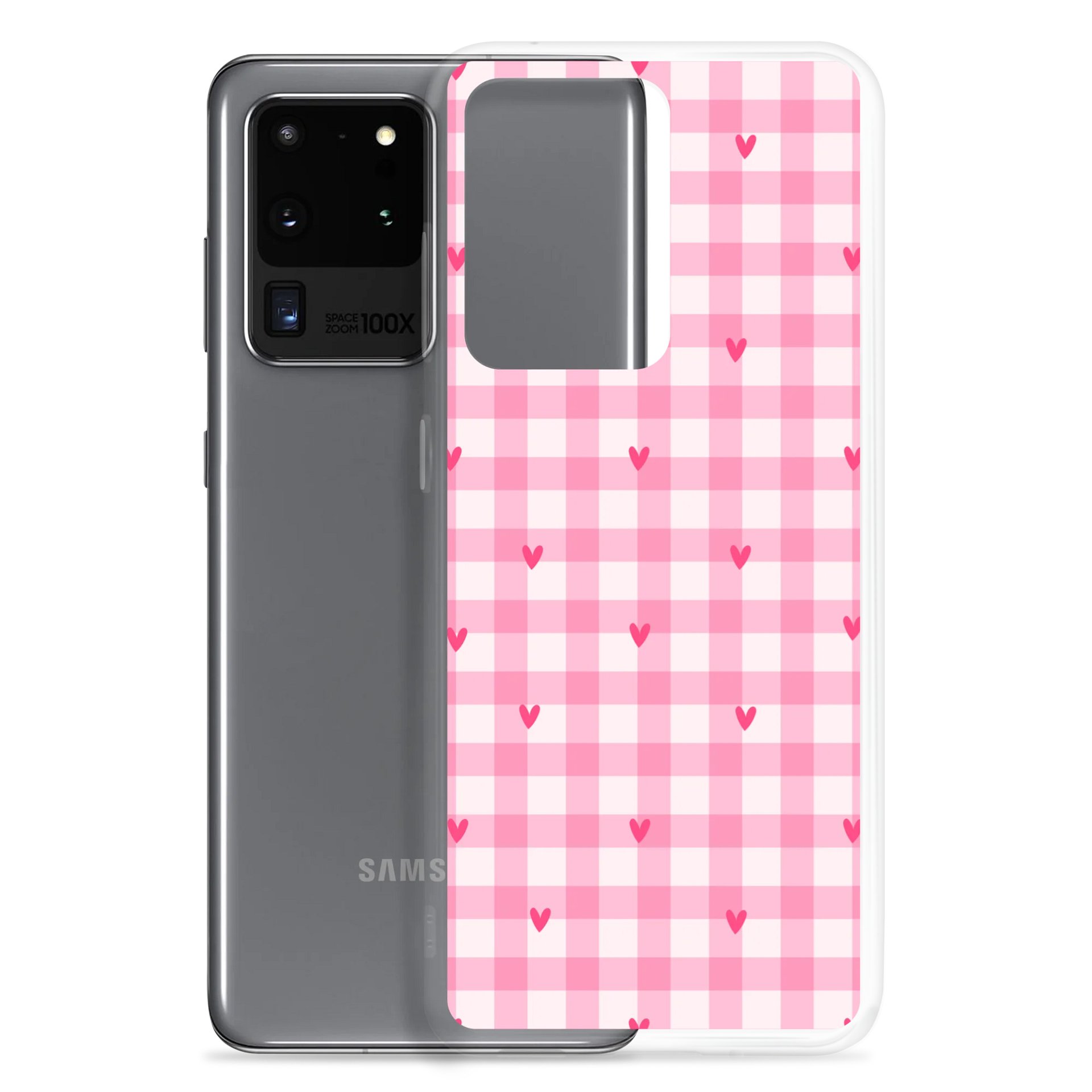 Be Mine Gingham Clear Samsung® 20 Plus, 20 FE, 20 Ultra, 20, 21 FE, 21, 21 Plus, 21 Ultra, 22, 22 Plus, 22 Ultra, 23, 23 Ultra, 23 Plus, 24 Plus, 24, 24 Ultra, 25 Plus, 25 Ultra, 25 Cases. product image (2)