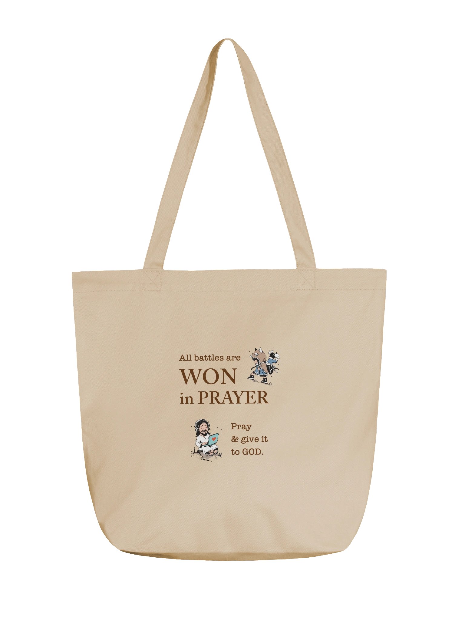"Won in Prayer" eco-friendly tote bag product image (1)
