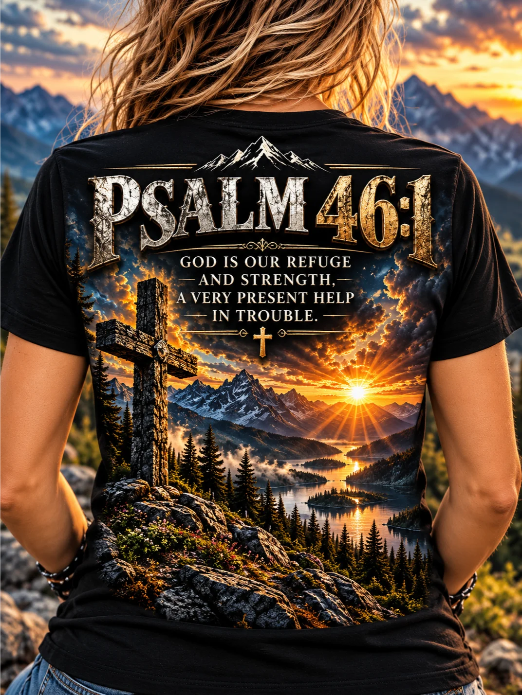God Is Our Refuge – Psalm 46:1 Scripture T-Shirt product image (2)