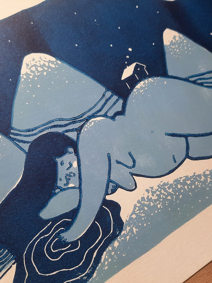 Mountain Girl Lino Print A4 product image (2)