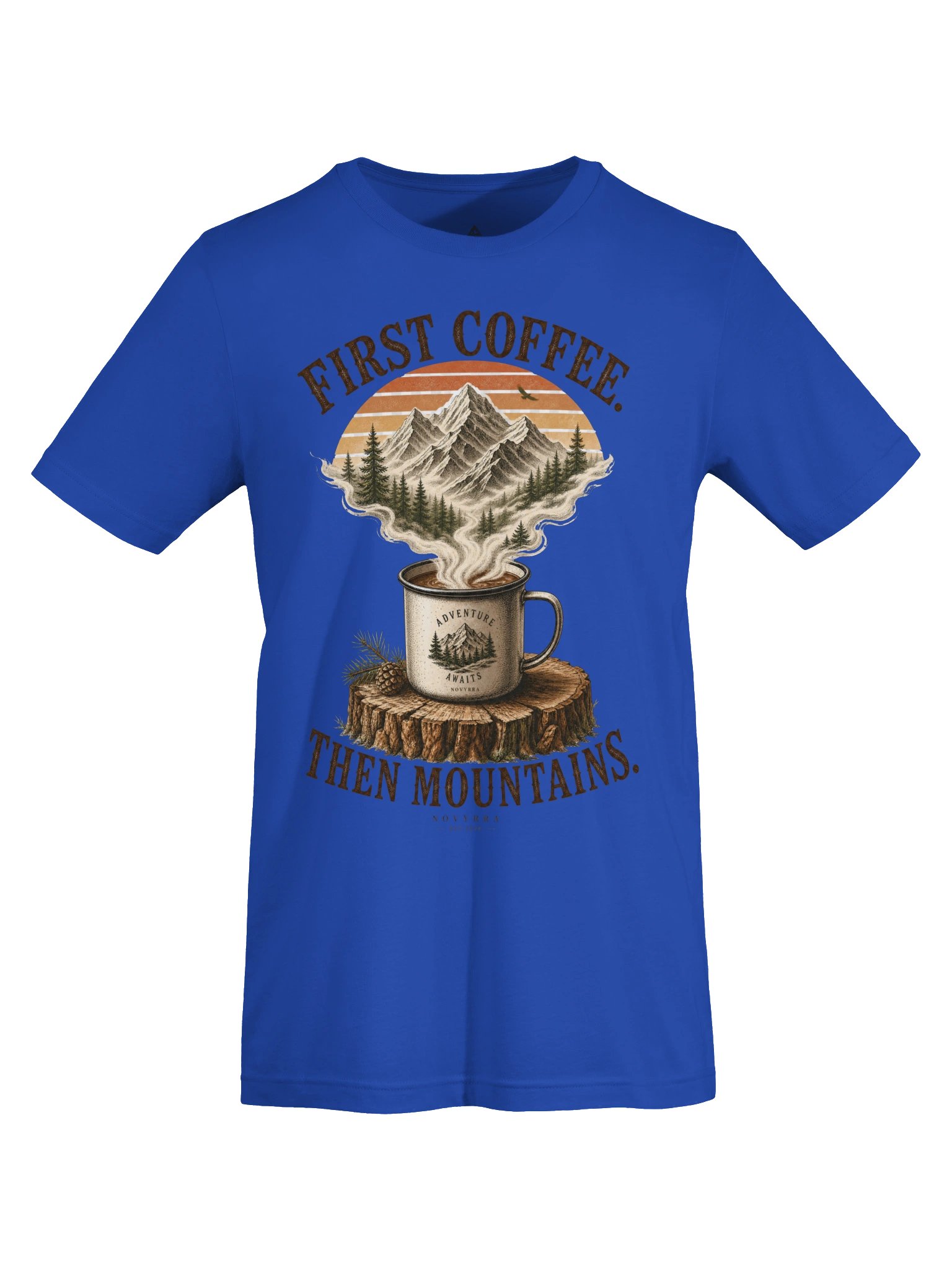 FIRST COFFEE. THEN MOUNTAINS. Graphic T-Shirt | Premium Outdoor Coffee Shirt | Vintage Camping Tee | Hiking & Adventure Unisex Apparel | NOVYRRA product image (45)