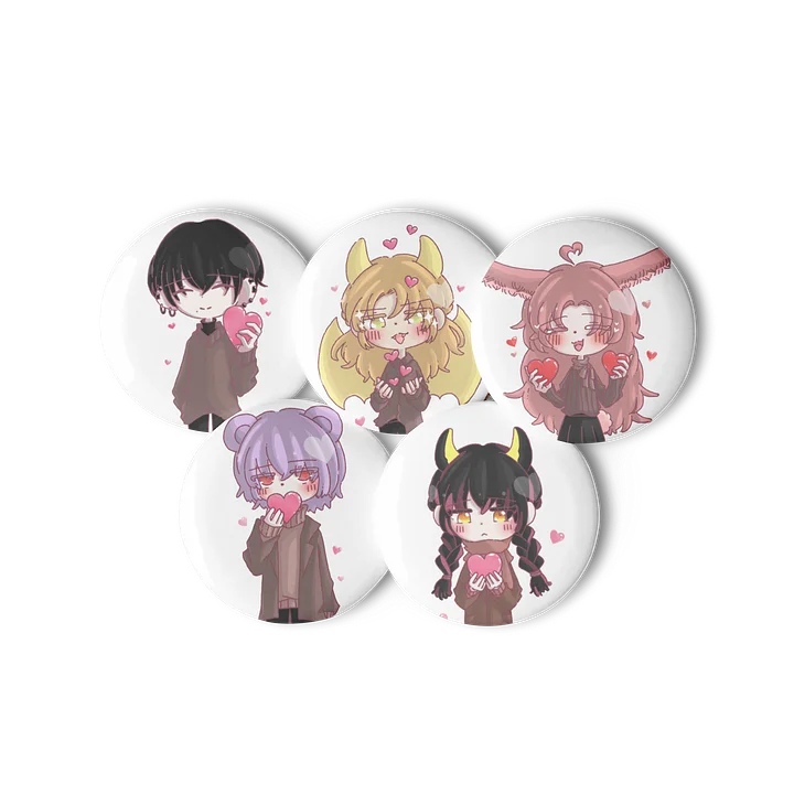 Hungry Demon and Friends - Valentine Badges product image (1)