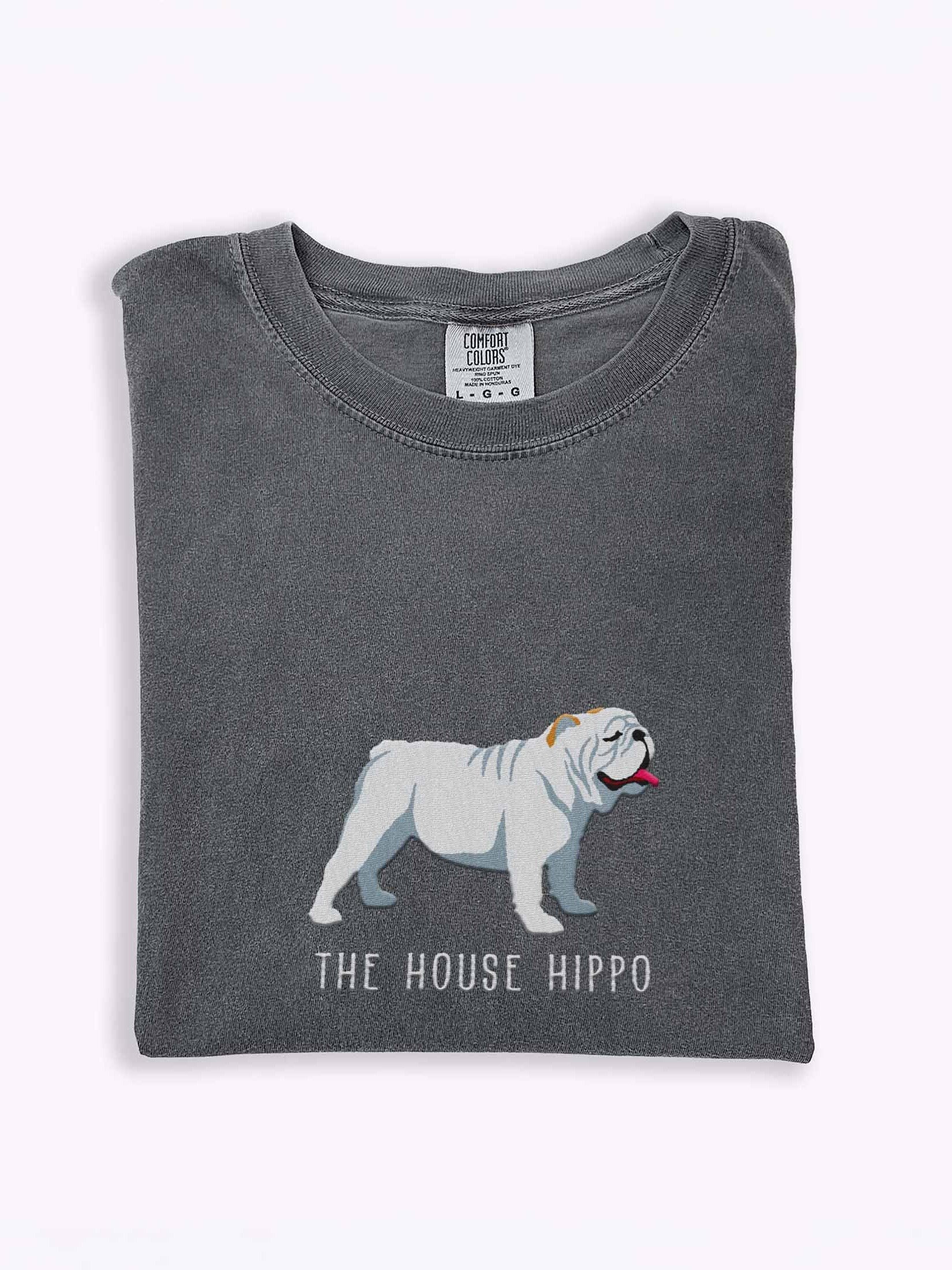 The House Hippo T-Shirt(Embroidered) of an English Bulldog(White) product image (1)