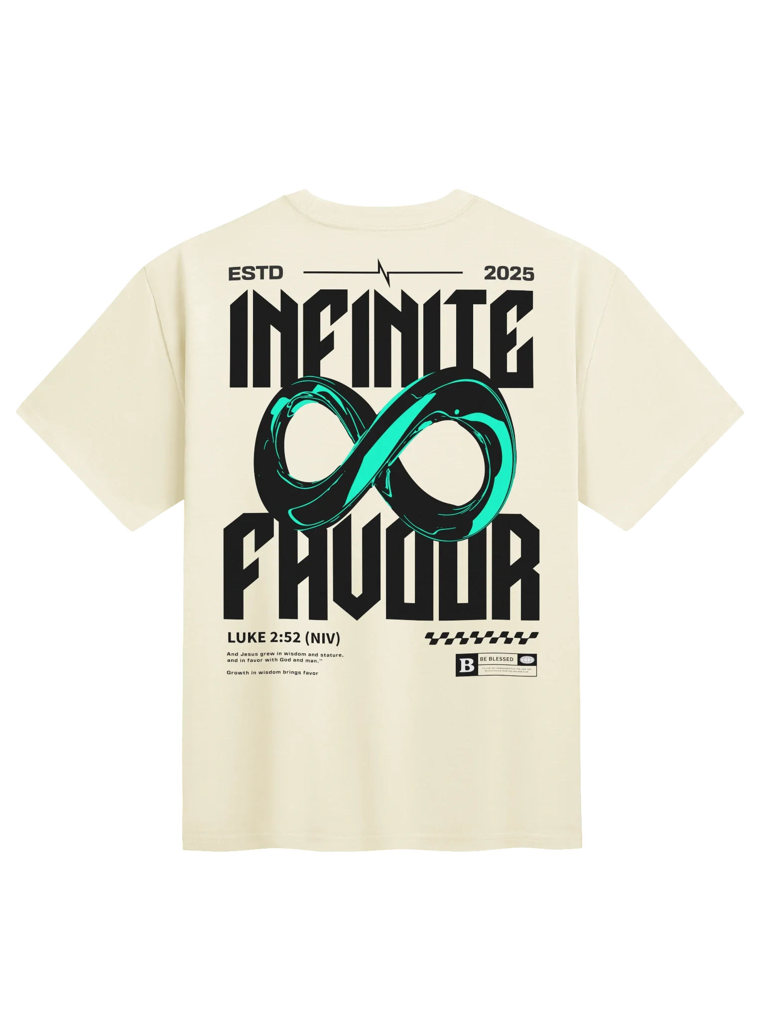 'INFINITE FAVOUR' Heavy Tee — back view