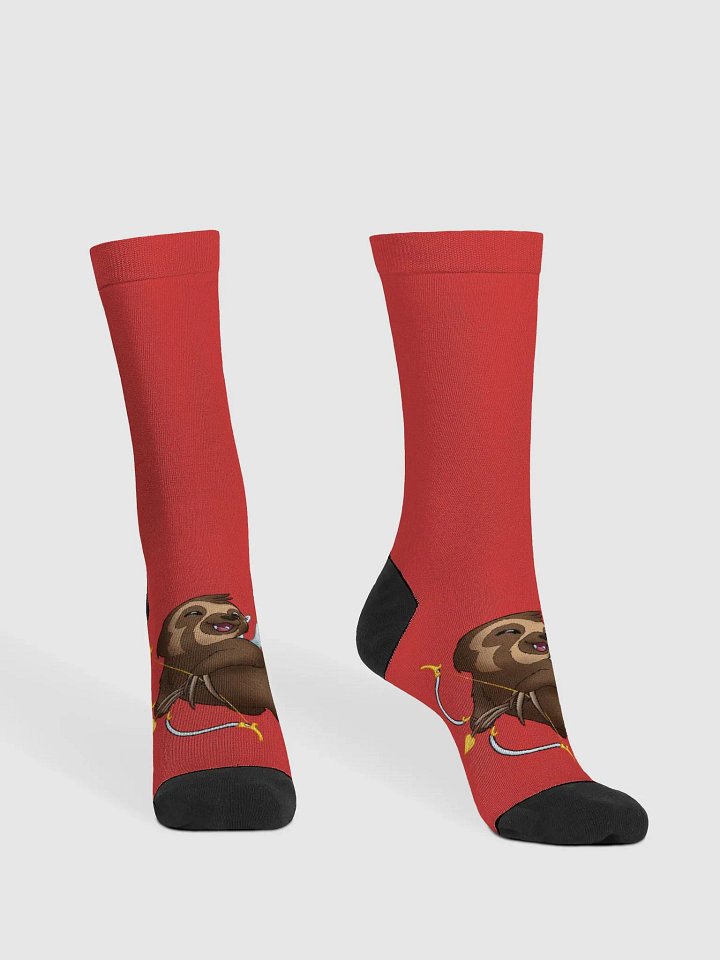 Red Cupid Sloth Crew Socks product image (2)