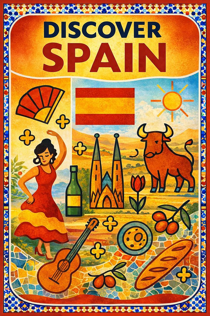 Free “Discover Spain” Poster – European Wall Art Printable (A4 & US Letter PDF) product image (1)