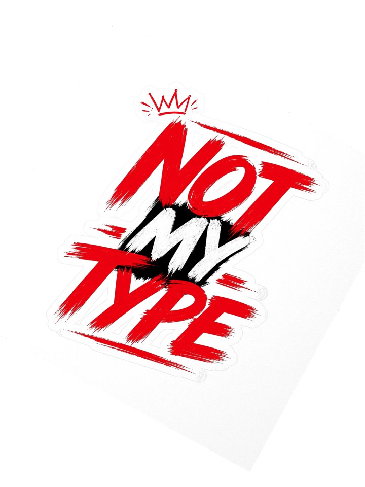 Not My Type Red Brush-Style Kiss Cut Sticker product image (2)