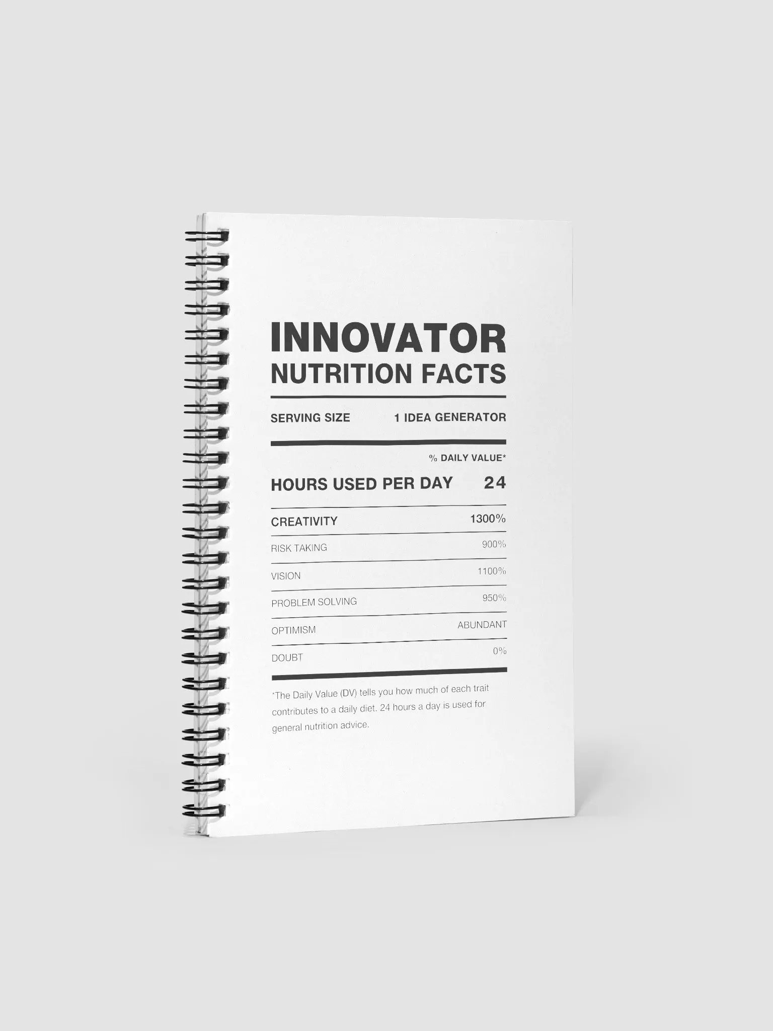 INNOVATOR Nutrition Facts Notebook product image (1)