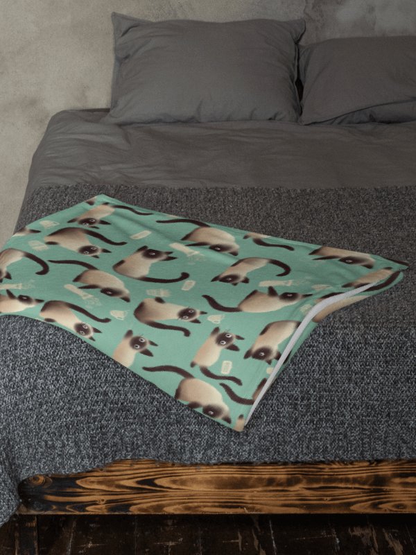 Bad Siamese Cats Knocking Stuff Over Throw Blanket, Mint product image (6)