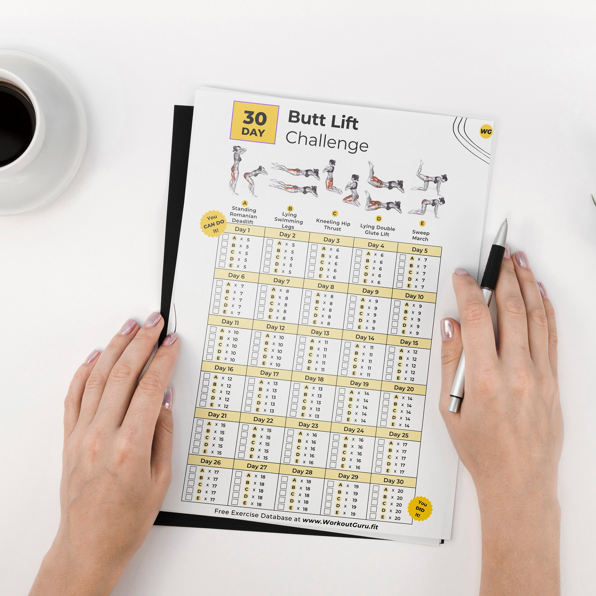 30 Day Butt Lift Challenge - Printable Workout Tracker product image (3)