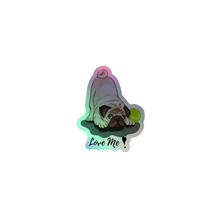 Pug Playtime Holographic Sticker Sheet product image (1)