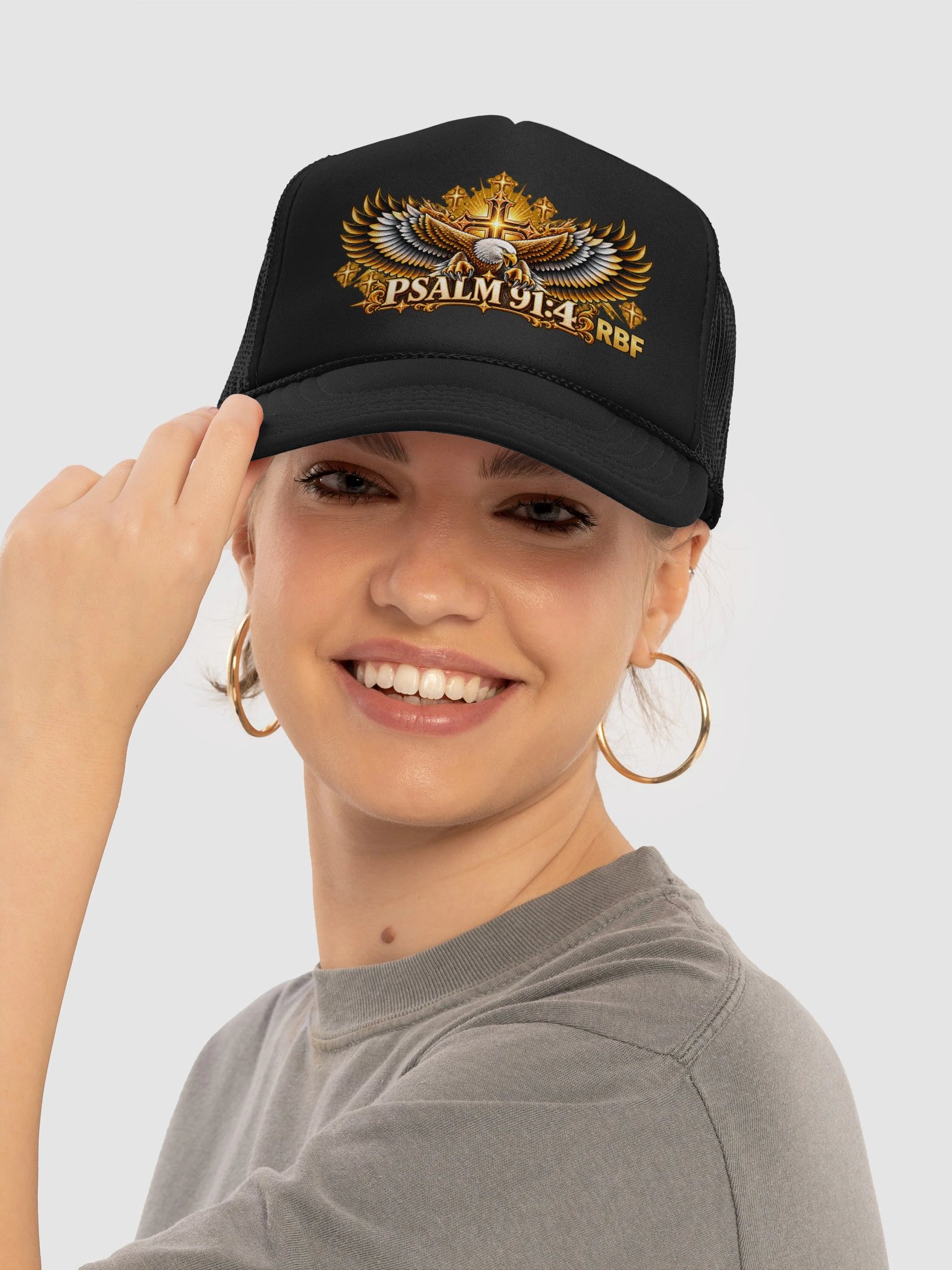 Under His Wings Eagle Trucker Hat — Psalm 91:4 product image (13)