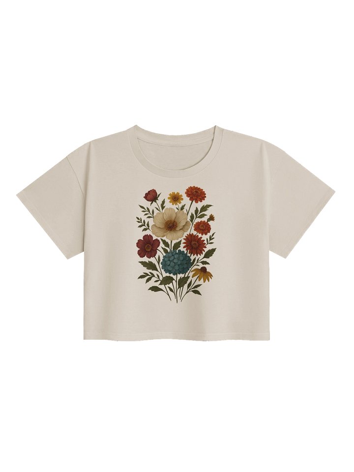 Boho Floral Crop Top Tee – Cottagecore Wildflower Style product image (1)