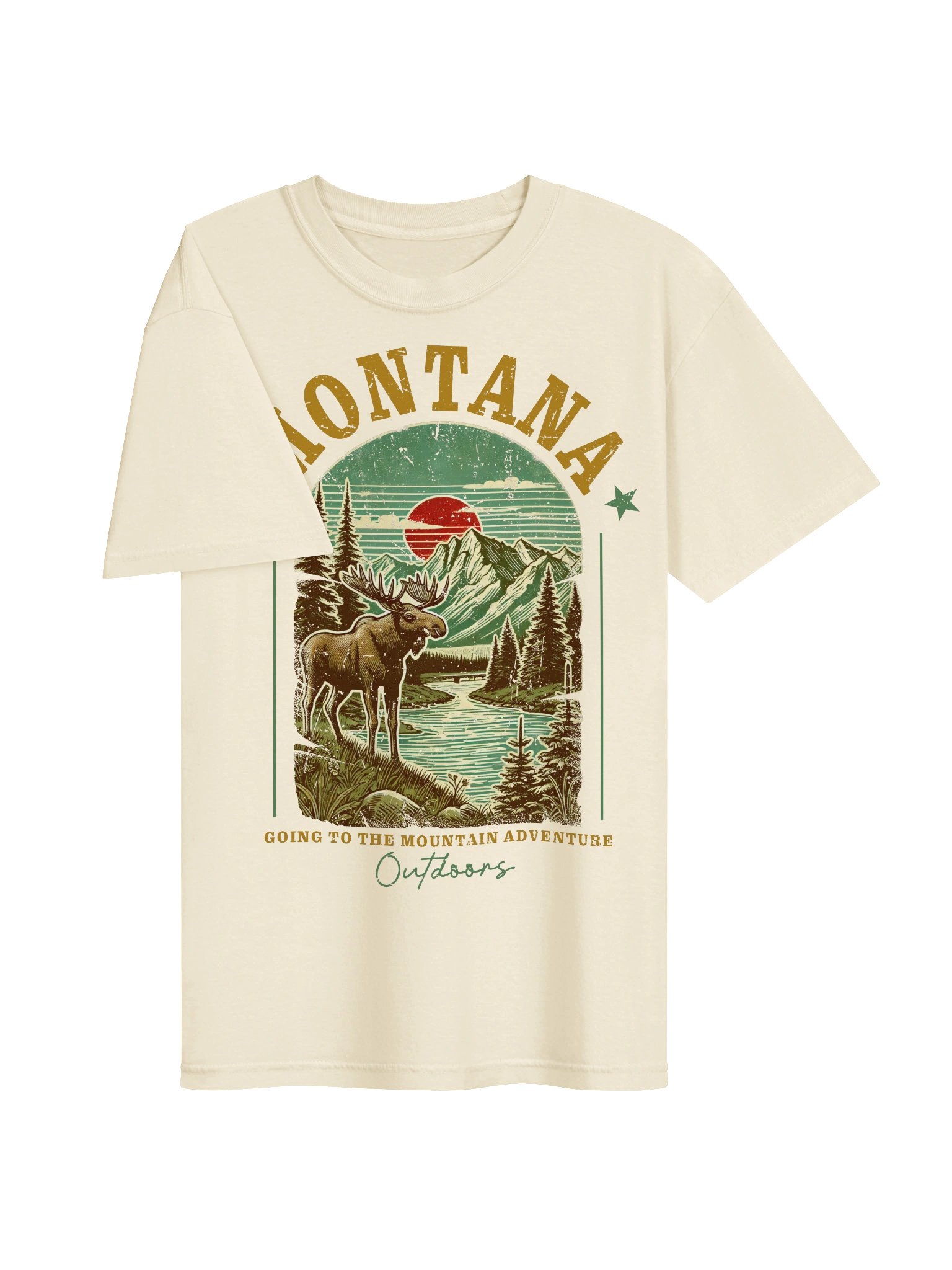 Montana Vintage Outdoors T-Shirt Retro Moose Mountain Graphic Tee product image (31)