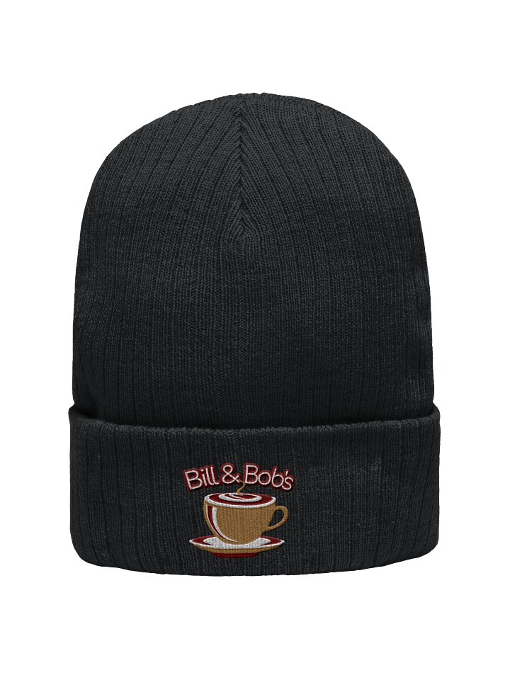 Bill and Bob's Coffee Shop Open 24/7 Beanie Hat Maroon Design product image (1)