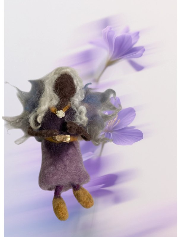 Floating "Amethyst Dream" Needle Felted Fairy – Handcrafted 6” Hanging Angel product image (1)