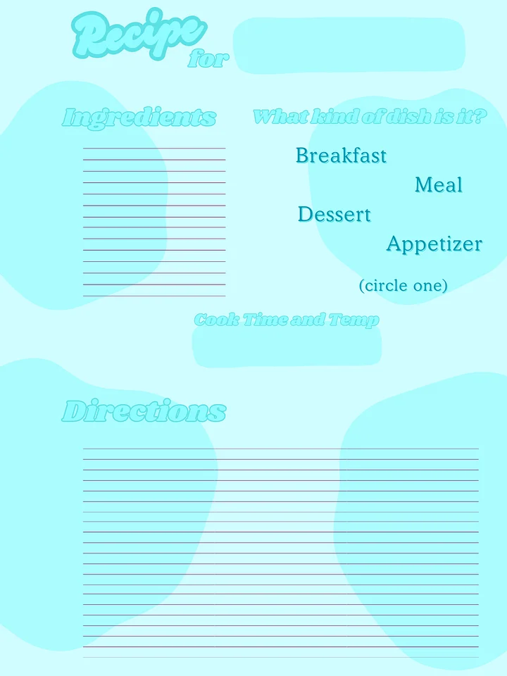 March's Planner Design - Recipes Sheets (Letter Size) product image (2)