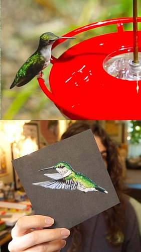 when art imitates life or life imitates art!!!! the sweetest hummingbird visit.