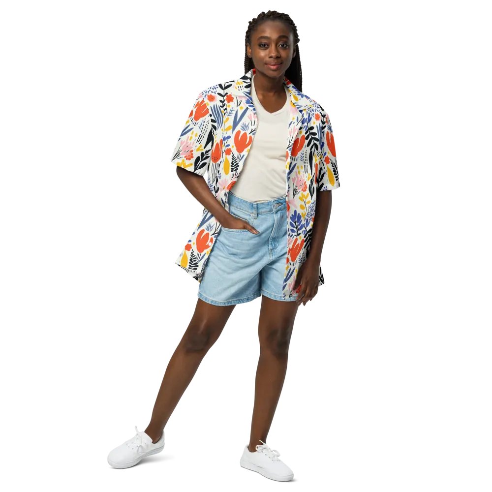 Retro Flowers Orange Hawaiian Shirt product image (3)