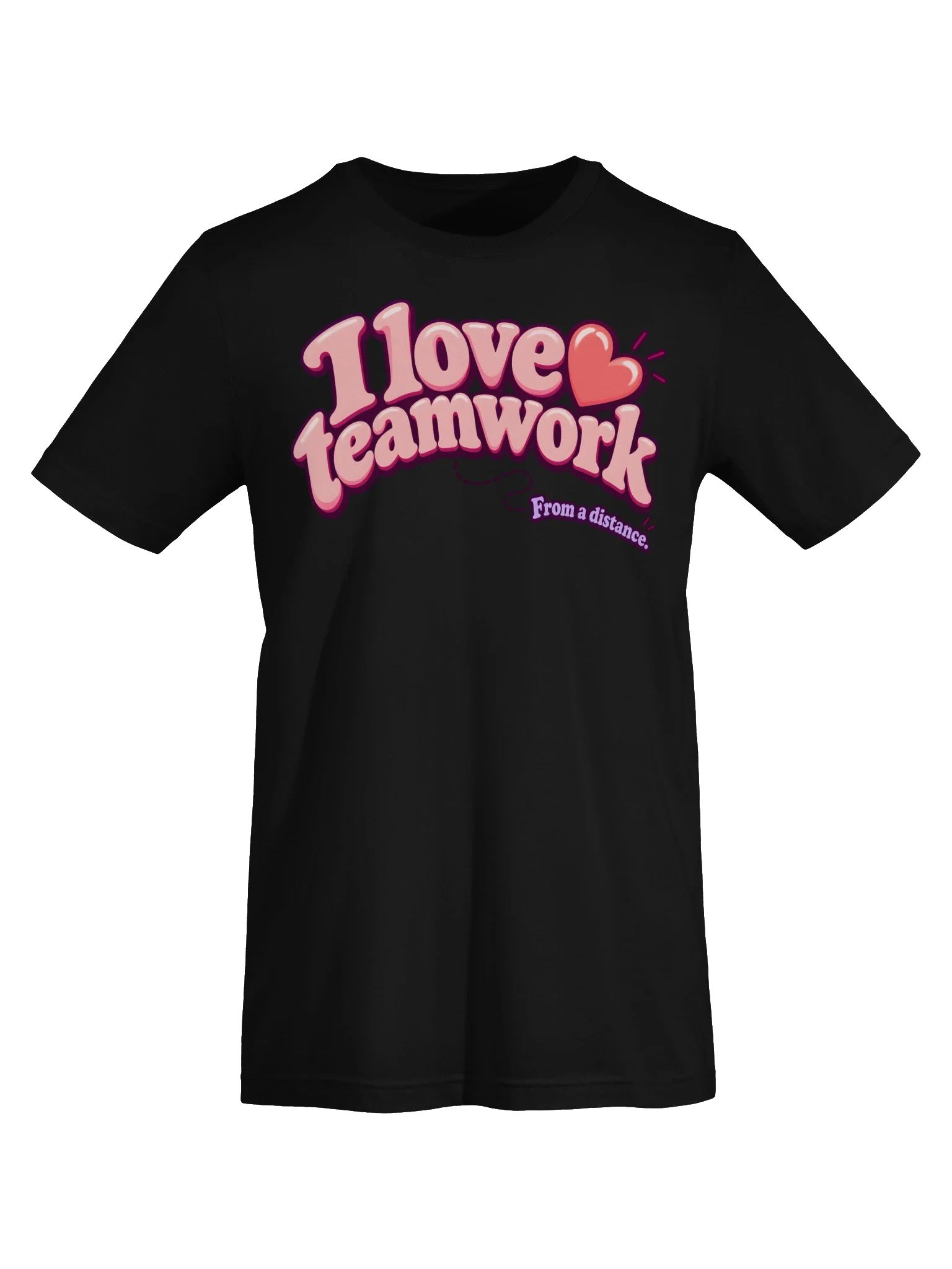 I Love Teamwork. From a Distance. Tee, Black, view 5