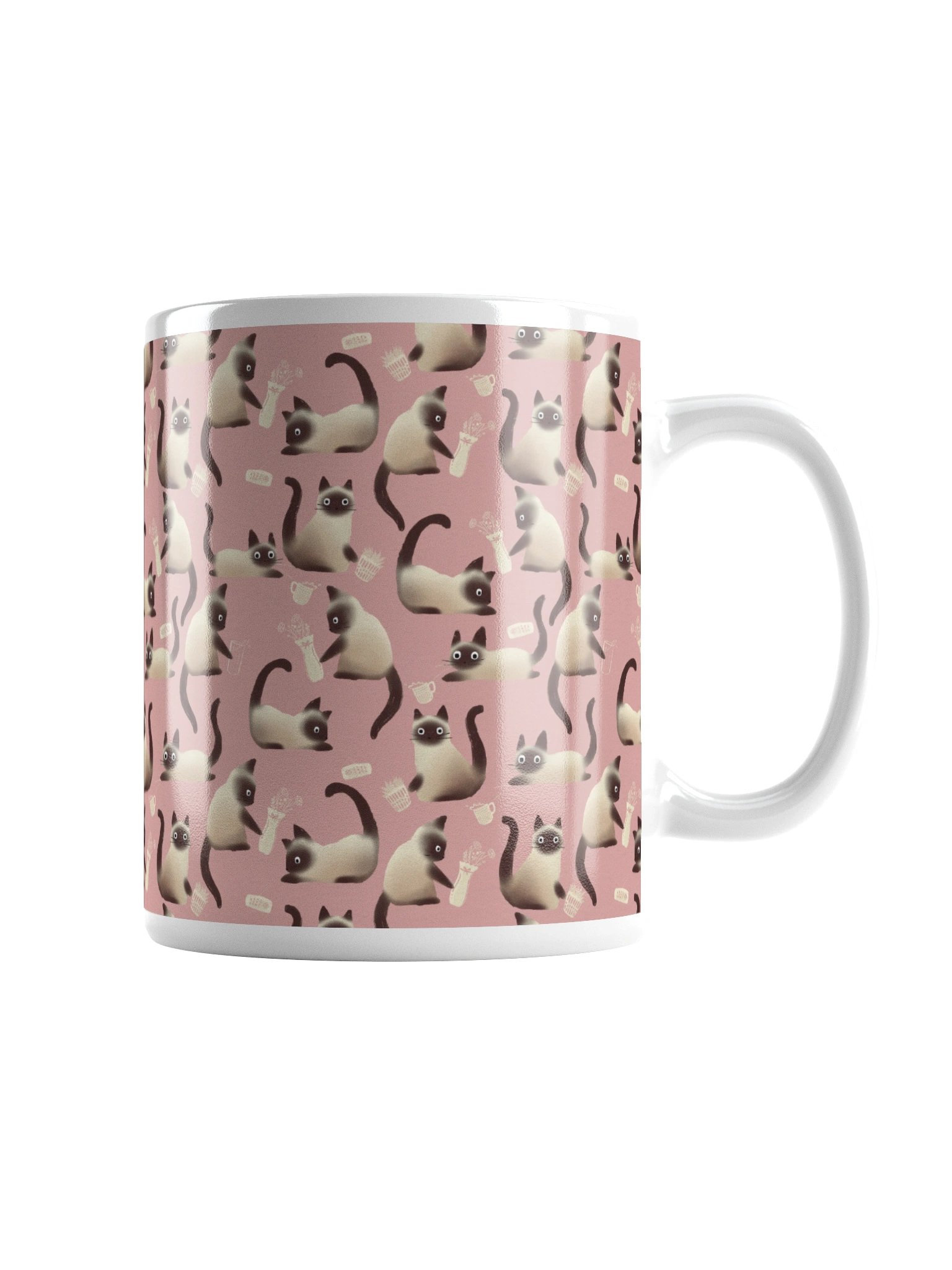 Bad Siamese Cats Knocking Stuff Over Coffee Mug, Pink product image (2)
