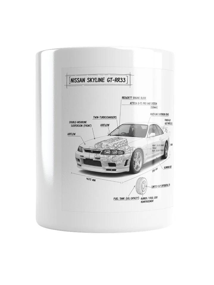 Skyline GT-R R33 Technical Diagram Mug product image (2)