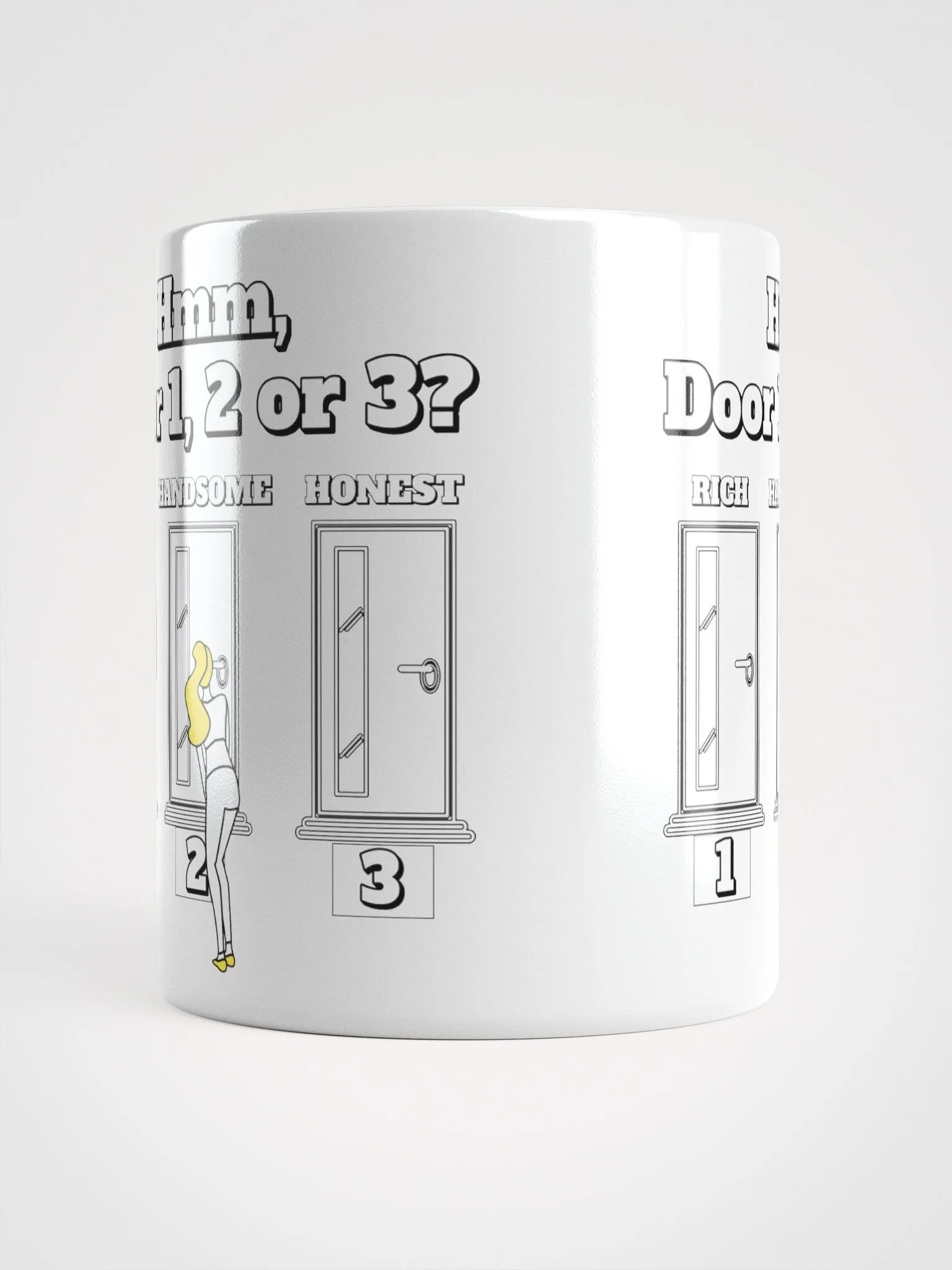 Hmm, Door 1, 2, 3? Funny Humorous White Mug product image (14)