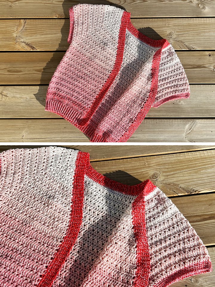 Short Sleeved Red Ombré Cross Cardigan, Size S/M product image (1)
