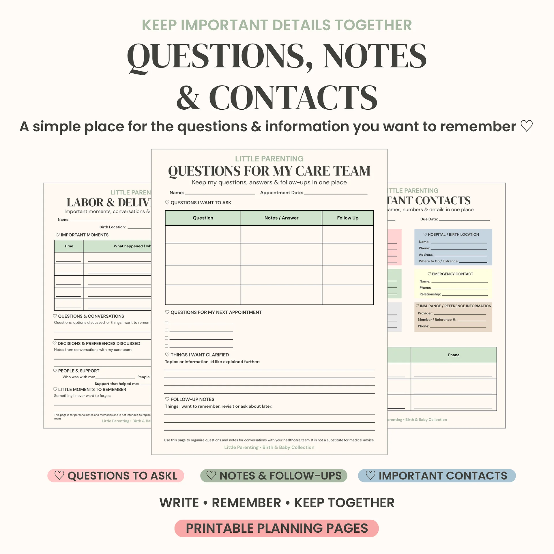 Birth Plan & Preparation Printable Kit – Hospital Bag Checklist & Postpartum Planner product image (6)