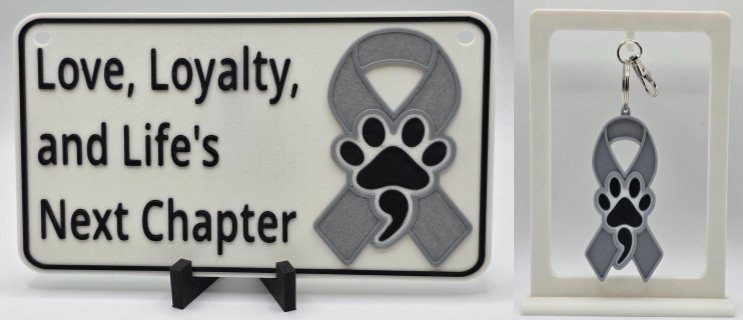 🩶 Gray Awareness Bundle | Ribbon Sign + Keychain product image (1)